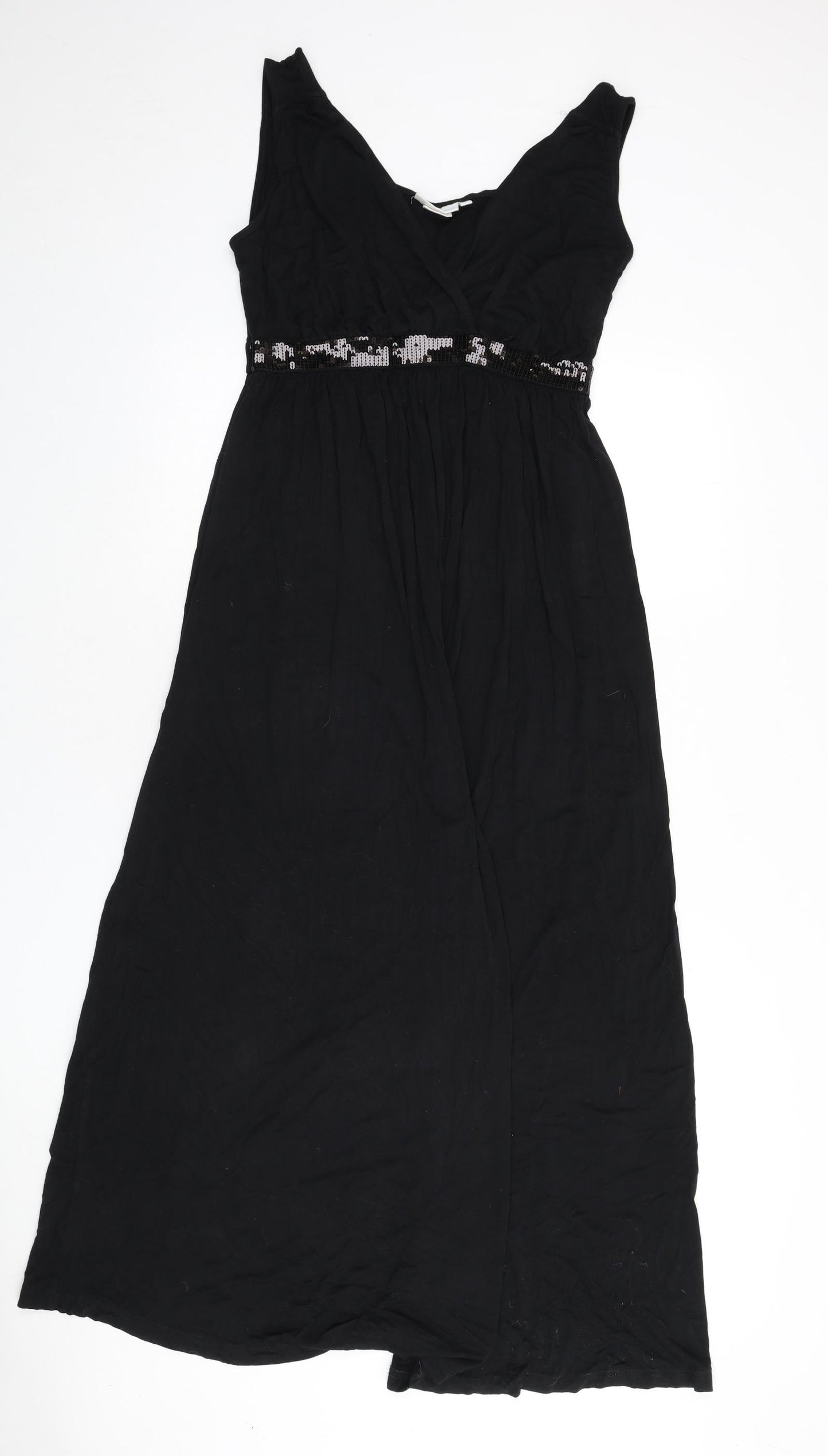 JoJo Maman Bébé Womens Black Viscose Maxi Size M V-Neck Zip