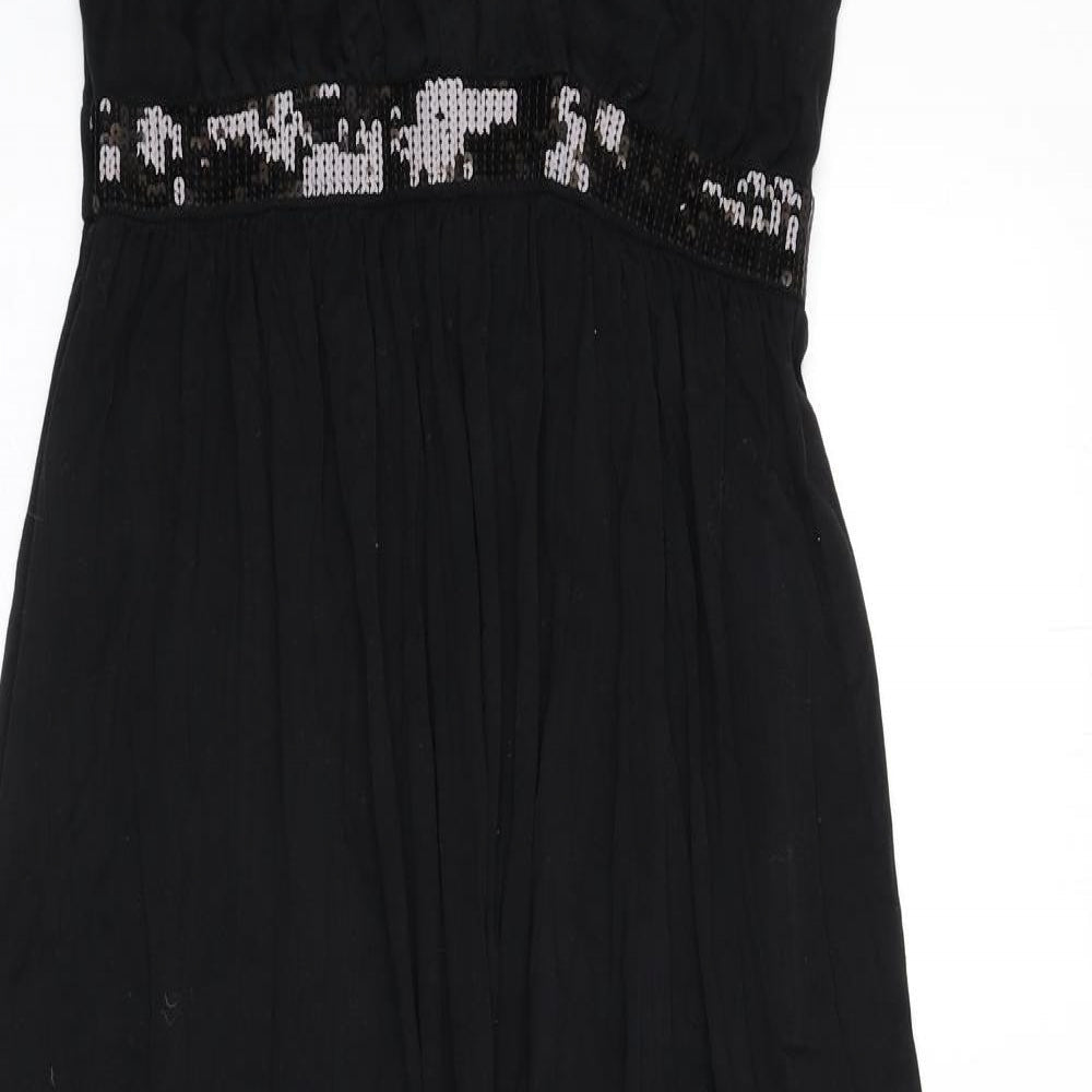 JoJo Maman Bébé Womens Black Viscose Maxi Size M V-Neck Zip