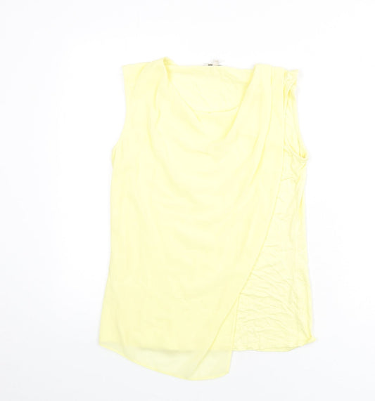 CC Womens Yellow Polyester Basic Tank Size 10 Round Neck
