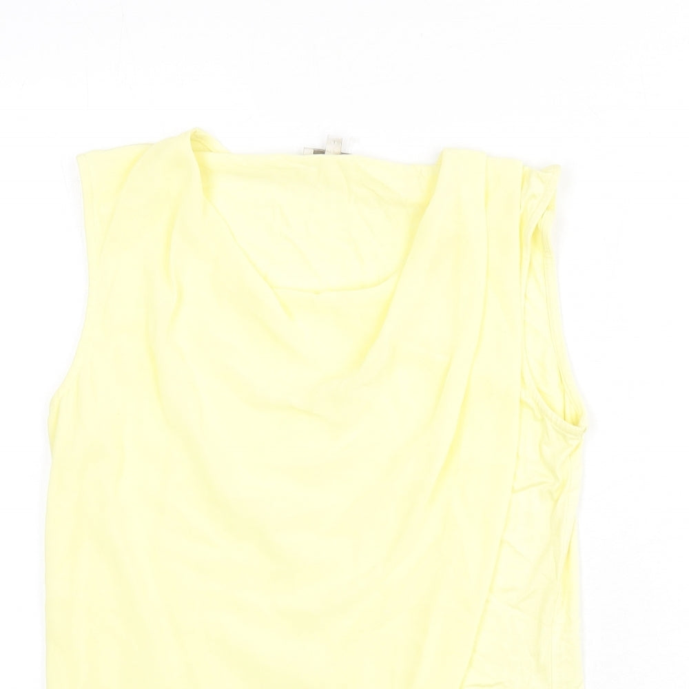 CC Womens Yellow Polyester Basic Tank Size 10 Round Neck