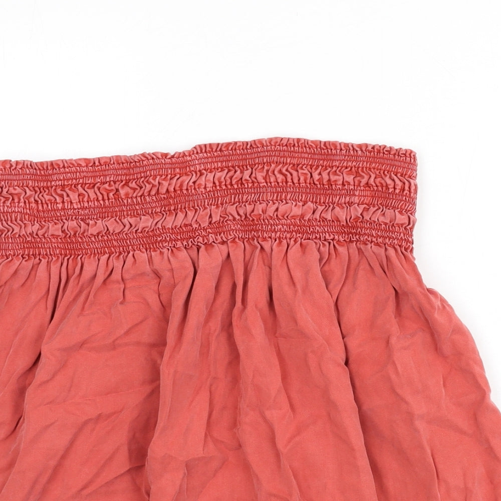 Zara Womens Pink Lyocell Flare Skirt Size L - Elastic Waist