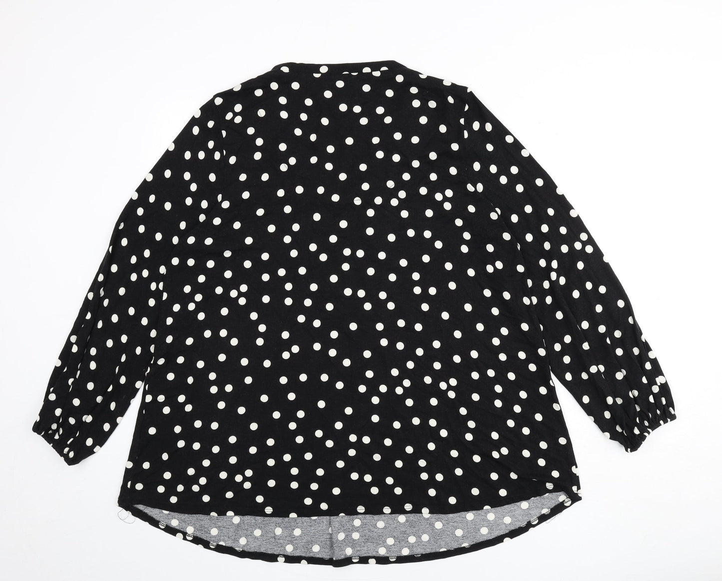 Live Unlimited London Womens Black Polka Dot Polyester Basic T-Shirt Size 16 V-Neck