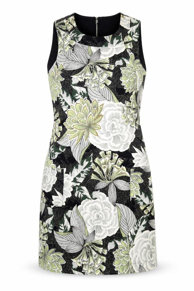 Dorothy Perkins Womens Multicoloured Floral Polyester Sheath Size 10 Round Neck Button - Leopard Print