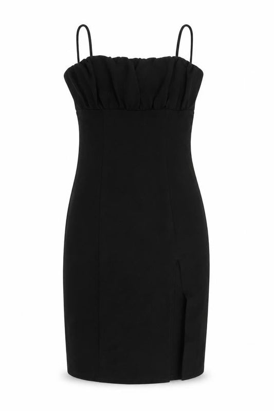 Divided by H&M Womens Black Polyester Bodycon Size L Square Neck Pullover - Slit