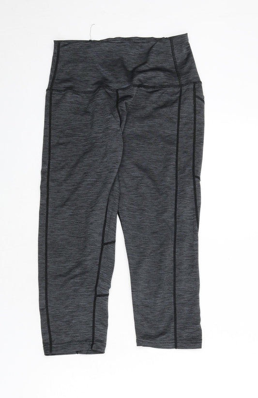 Sugar Pocket Womens Grey Polyester Cropped Leggings Size M L20 in - Stitch Detail