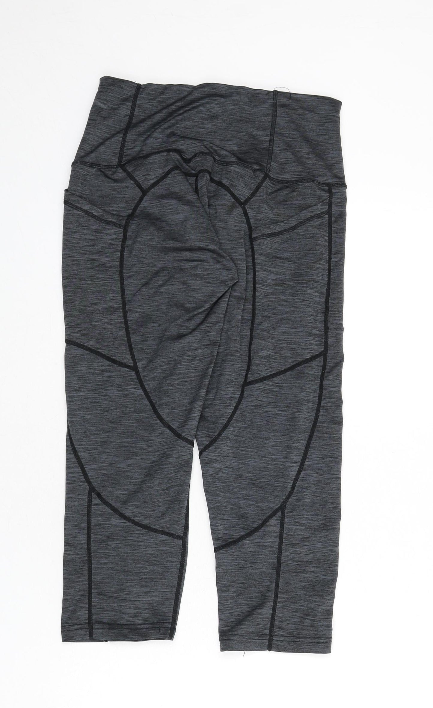 Sugar Pocket Womens Grey Polyester Cropped Leggings Size M L20 in - Stitch Detail