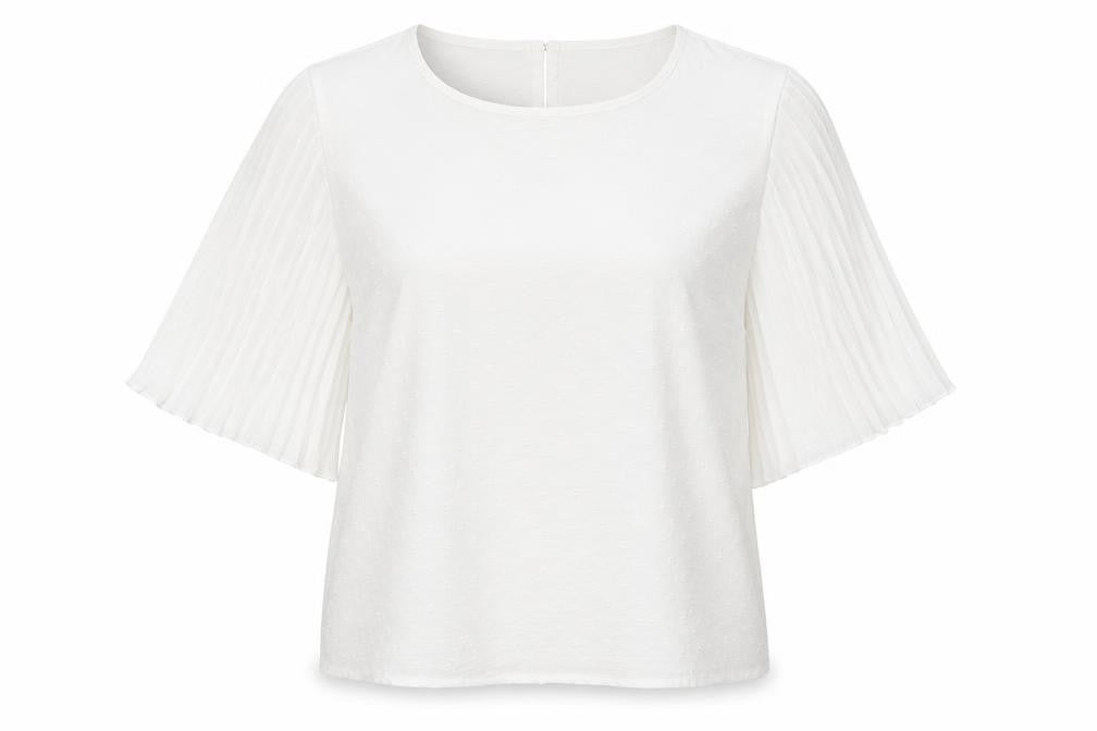 Boohoo Womens White Polka Dot Polyester Basic Blouse Size 10 Round Neck
