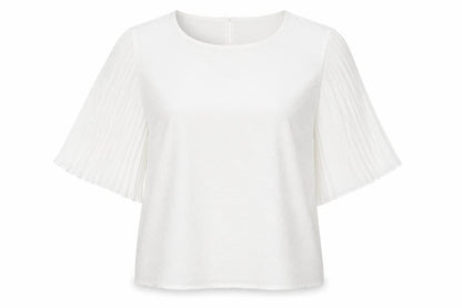 Boohoo Womens White Polka Dot Polyester Basic Blouse Size 10 Round Neck
