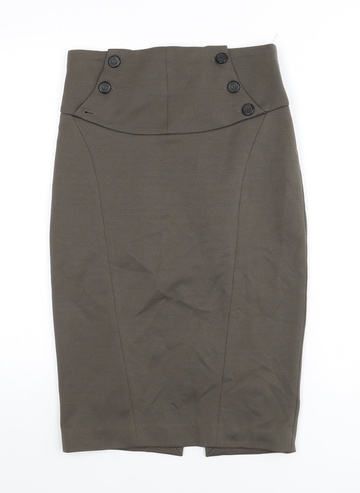 Zara Womens Green Polyester Straight & Pencil Skirt Size S Zip