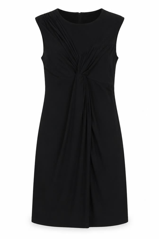 Nina Leonard Womens Black Polyester A-Line Size M Scoop Neck Zip - Knot Front