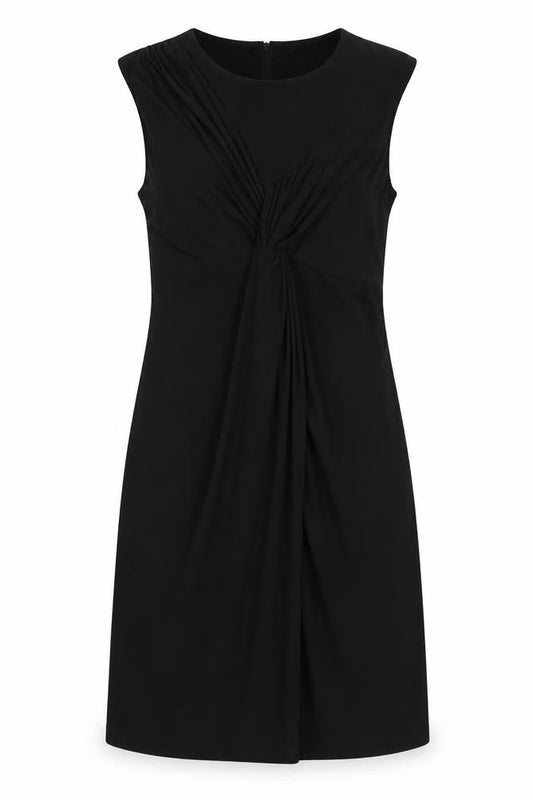 Nina Leonard Womens Black Polyester A-Line Size M Scoop Neck Zip - Knot Front