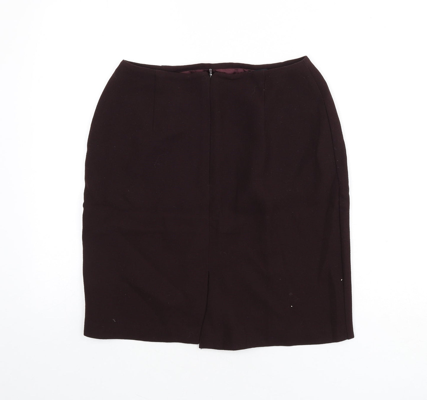 St Michael Womens Red Viscose Straight & Pencil Skirt Size 12 Zip - Slit