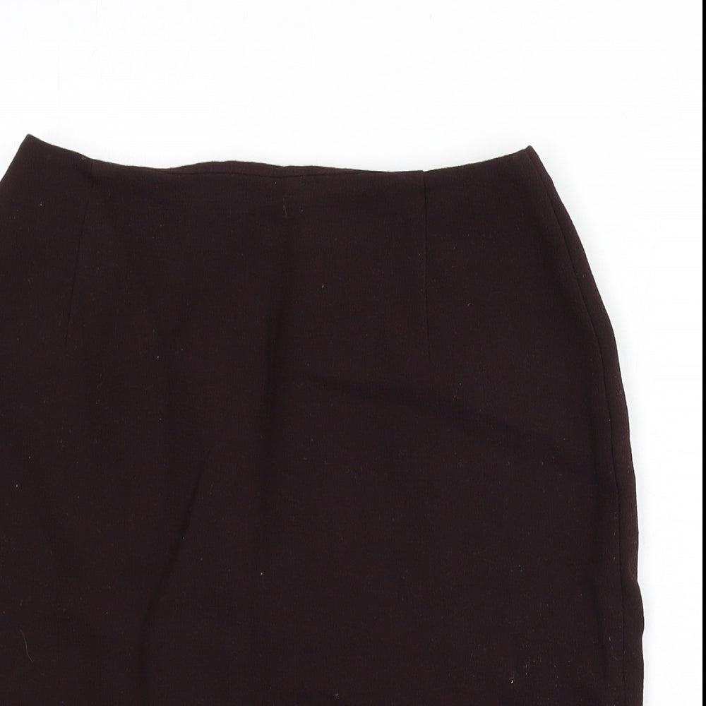 St Michael Womens Red Viscose Straight & Pencil Skirt Size 12 Zip - Slit