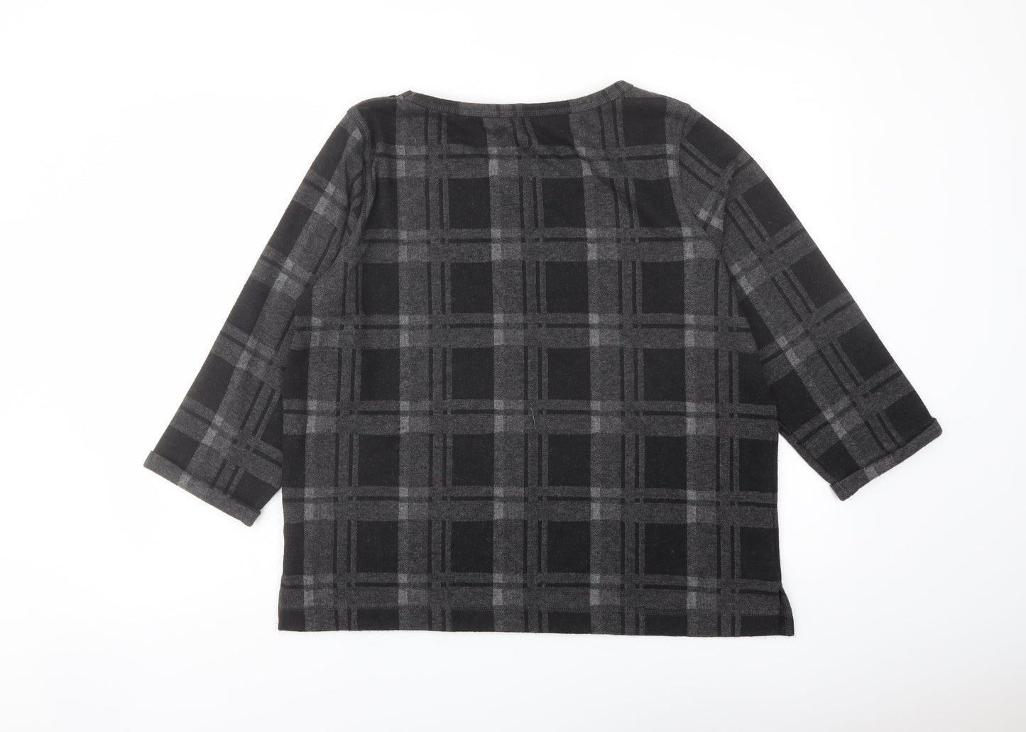 Indigo Womens Green Round Neck Plaid Polyester Pullover Jumper Size 16