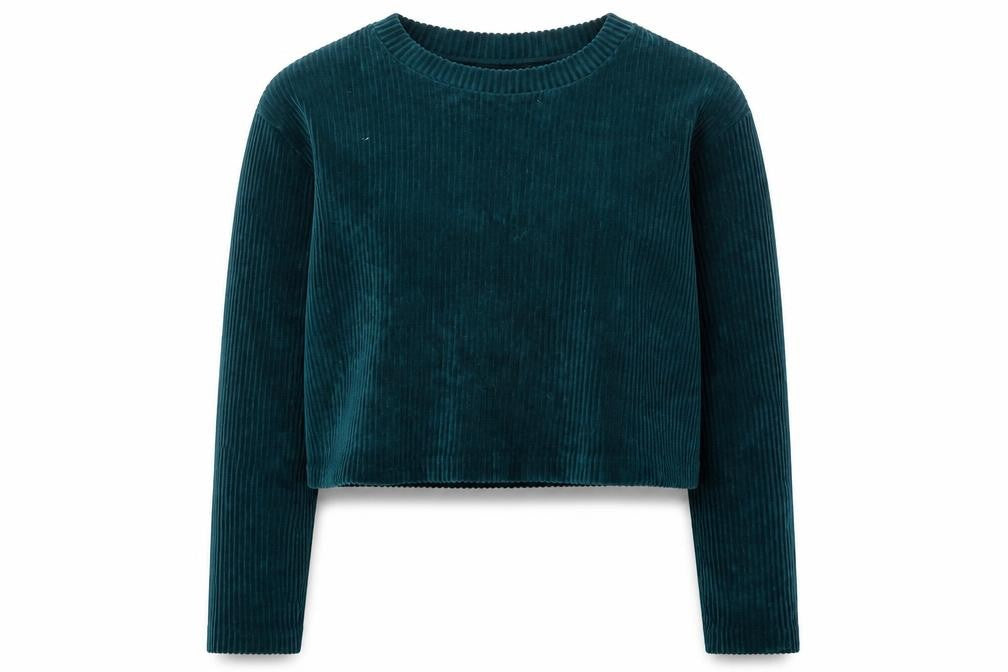 Weekday Womens Green Cotton Basic Blouse Size S Round Neck