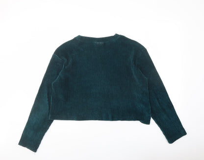 Weekday Womens Green Cotton Basic Blouse Size S Round Neck