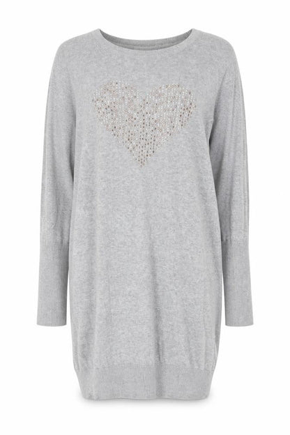 Next Womens Grey Round Neck Cotton Tunic Jumper Size 8
