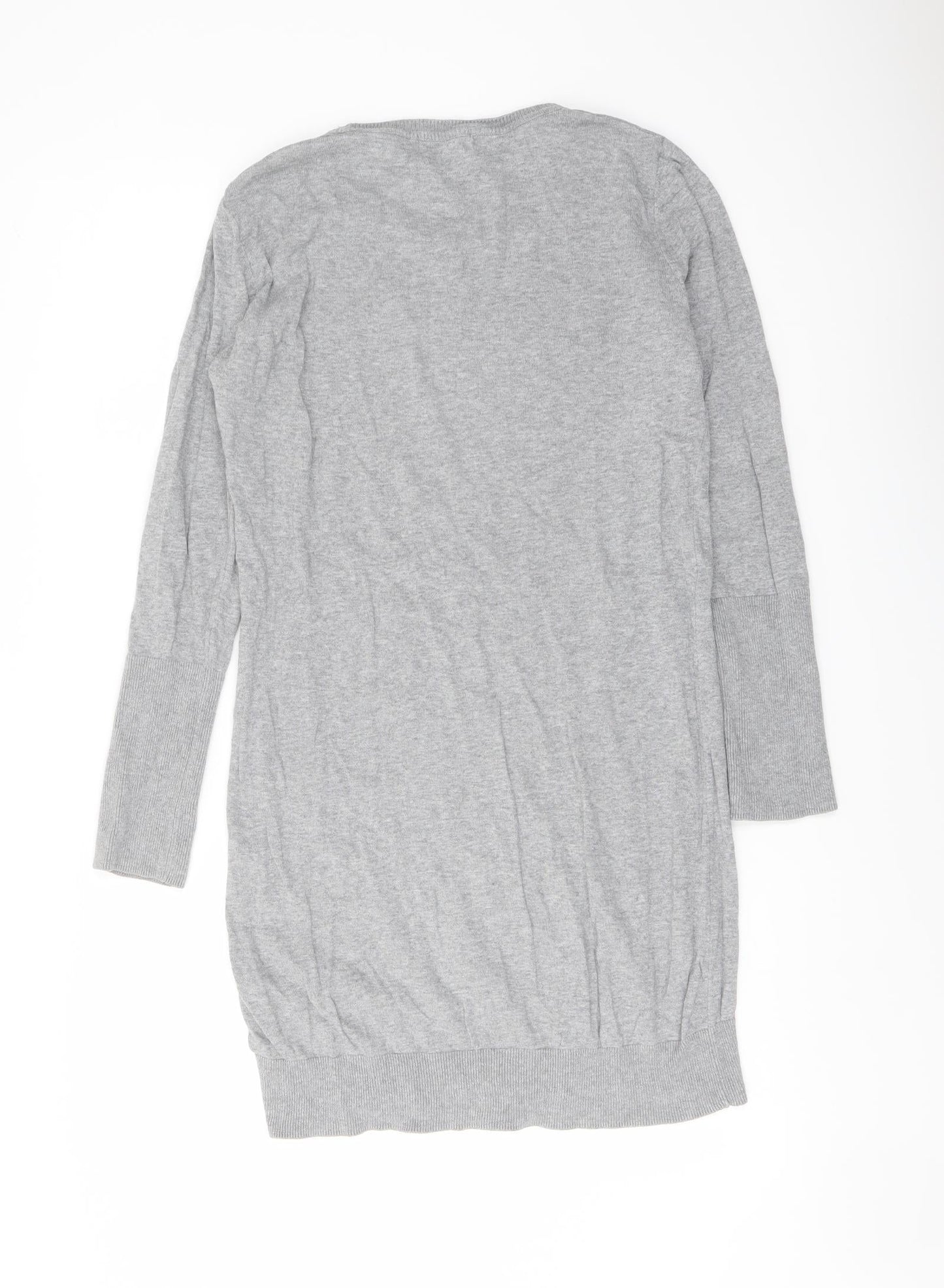 NEXT Womens Grey Round Neck Cotton Tunic Jumper Size 8