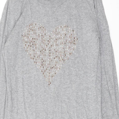 Next Womens Grey Round Neck Cotton Tunic Jumper Size 8