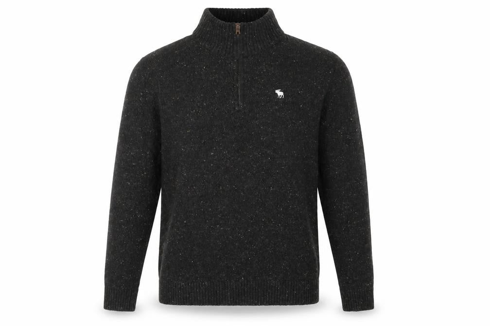 Aberc# Mens Brown Mock Neck Nylon Pullover Jumper Size S Long Sleeve