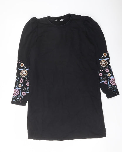 Additional front view of ASOS women’s black polyester a-line, size UK 8, crew neck pullover