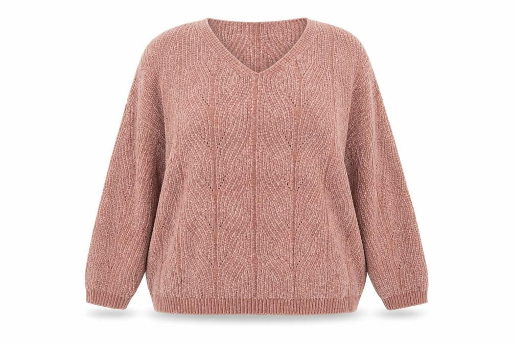 Stradivarius Womens Pink V-Neck Polyester Pullover Jumper Size M