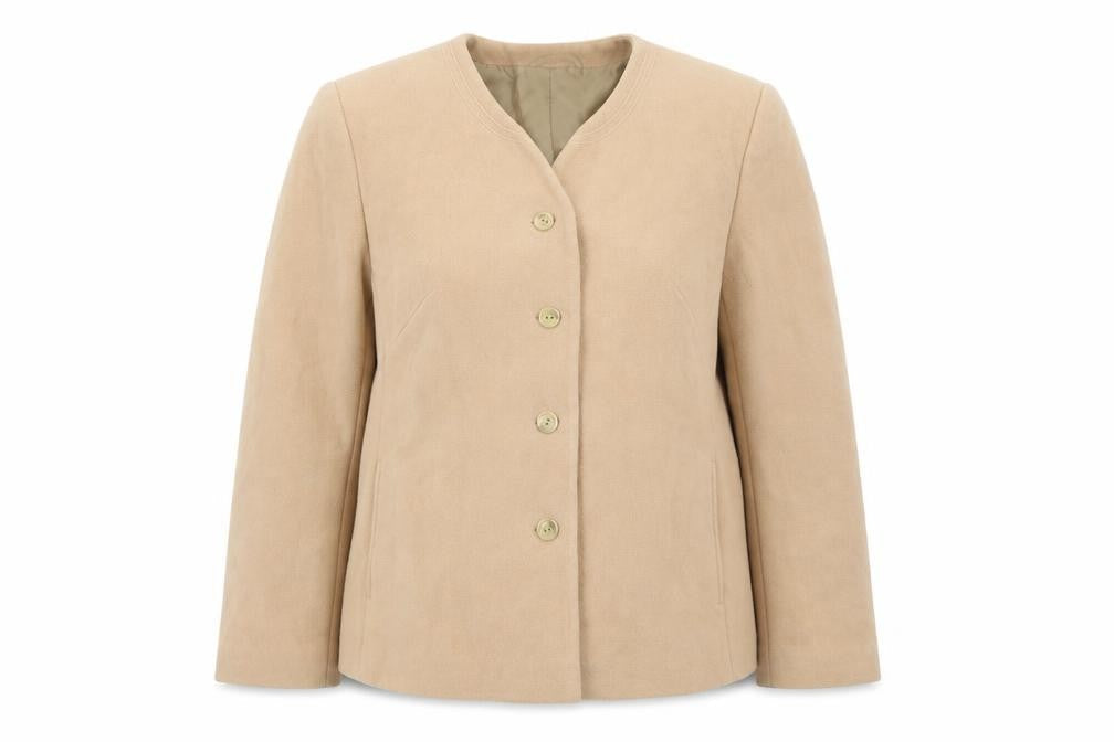 Gray Osbourn Womens Beige Jacket Size 18 Button