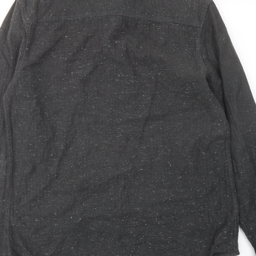 Topman Mens Grey Cotton Button-Up Size M Collared Button