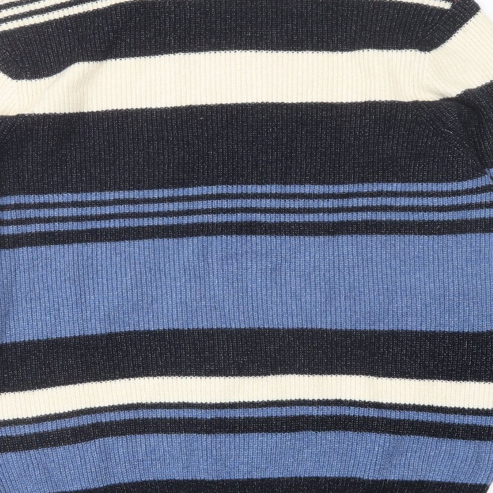 Marks and Spencer Mens Multicoloured Crew Neck Striped Polyamide Pullover Jumper Size 2XL Long Sleeve