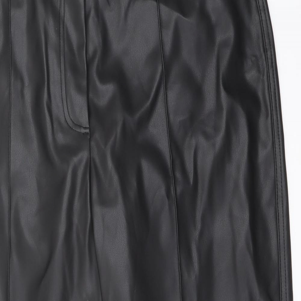 Marks and Spencer Womens Black Polyester Trousers Size 18 L23 in Regular Button