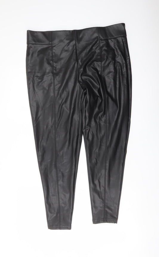 Marks and Spencer Womens Black Polyester Trousers Size 18 L25 in Regular