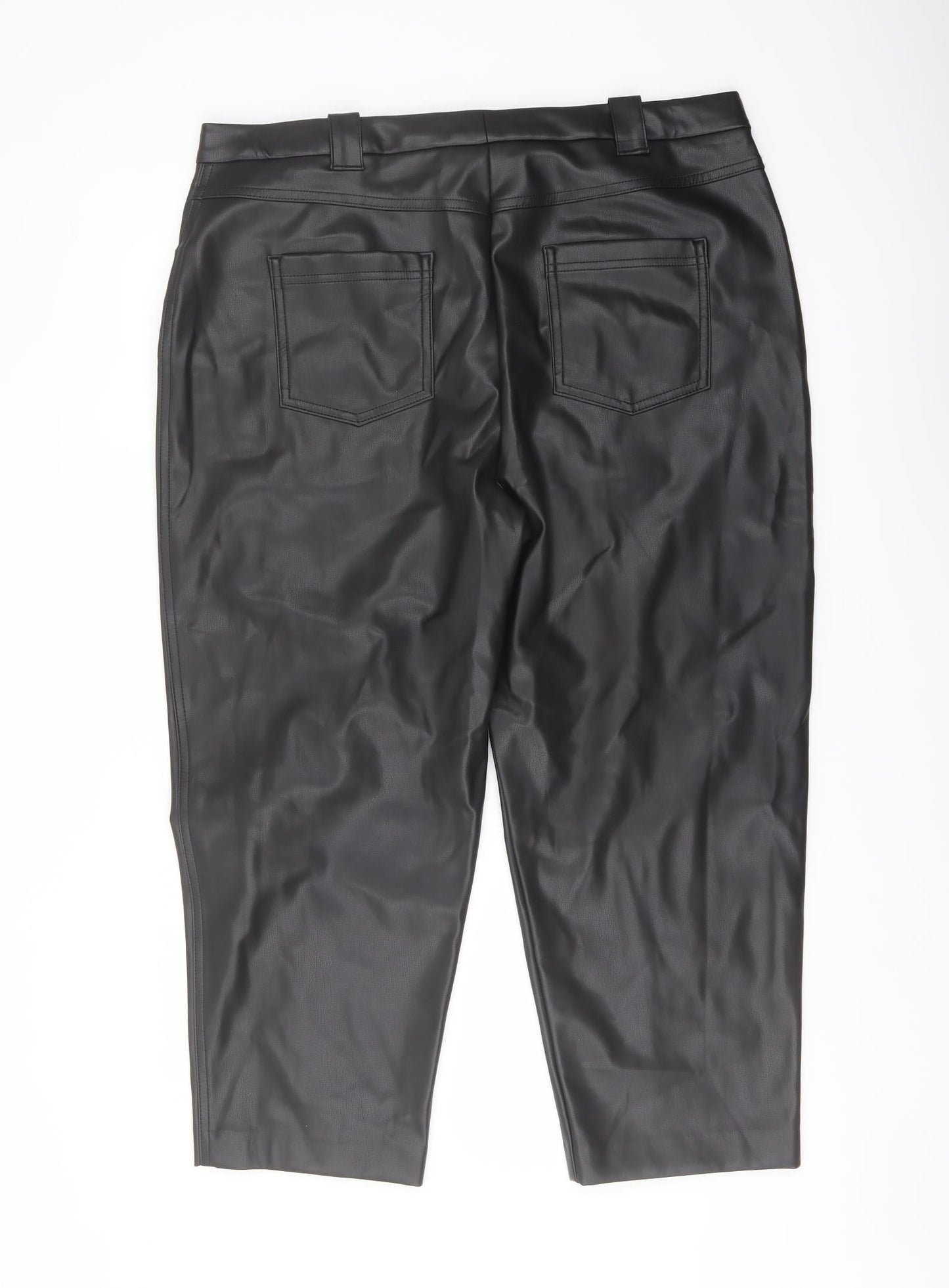 Marks and Spencer Womens Black Polyester Trousers Size 18 L23 in Regular Button