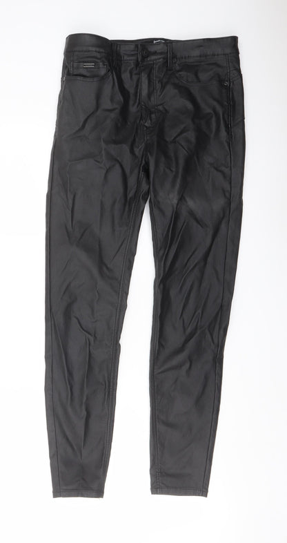 Stradivarius Womens Black Polyester Jegging Trousers Size 12 L27 in Regular Button