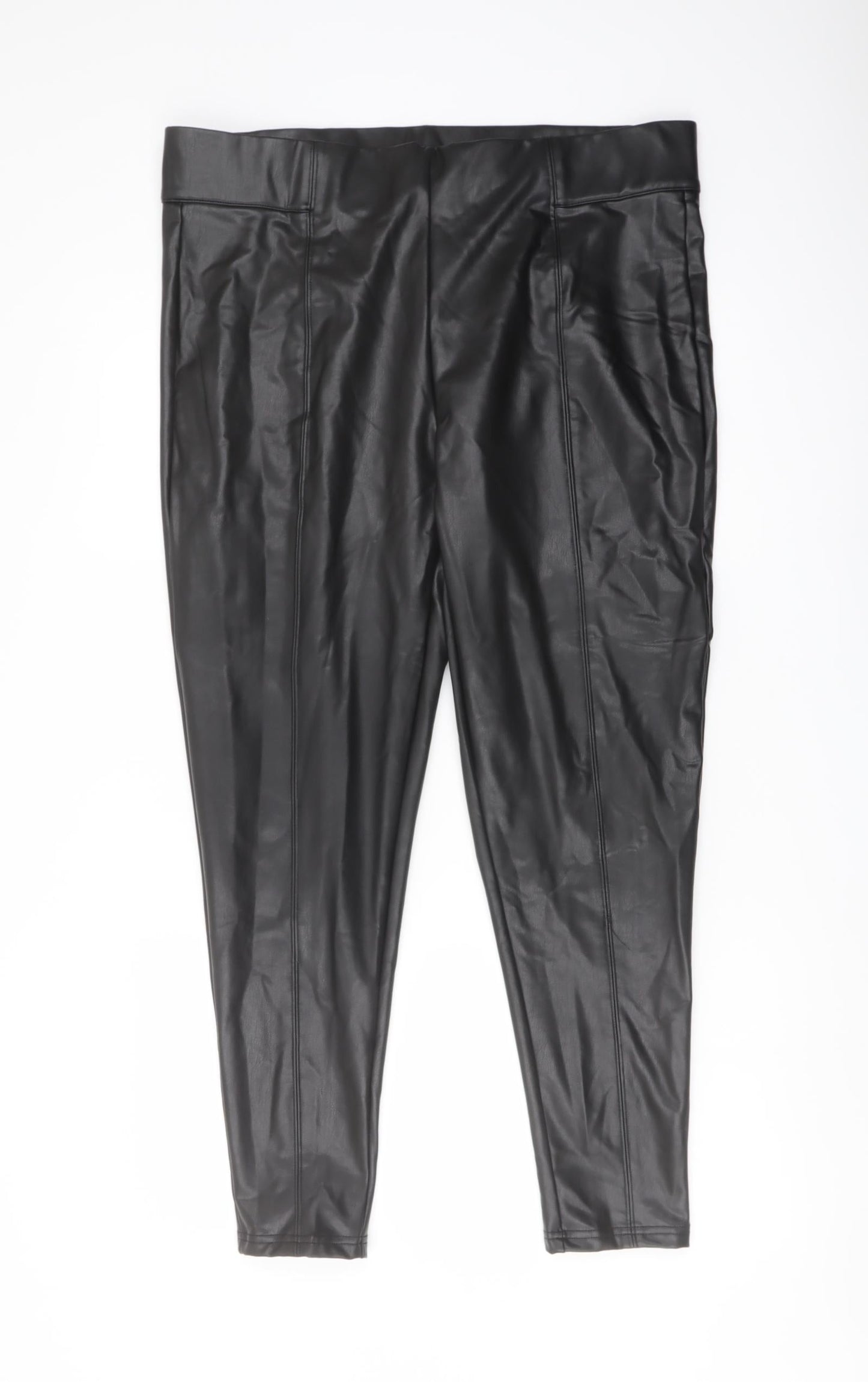 Marks and Spencer Womens Black Polyester Trousers Size 18 L27 in Regular