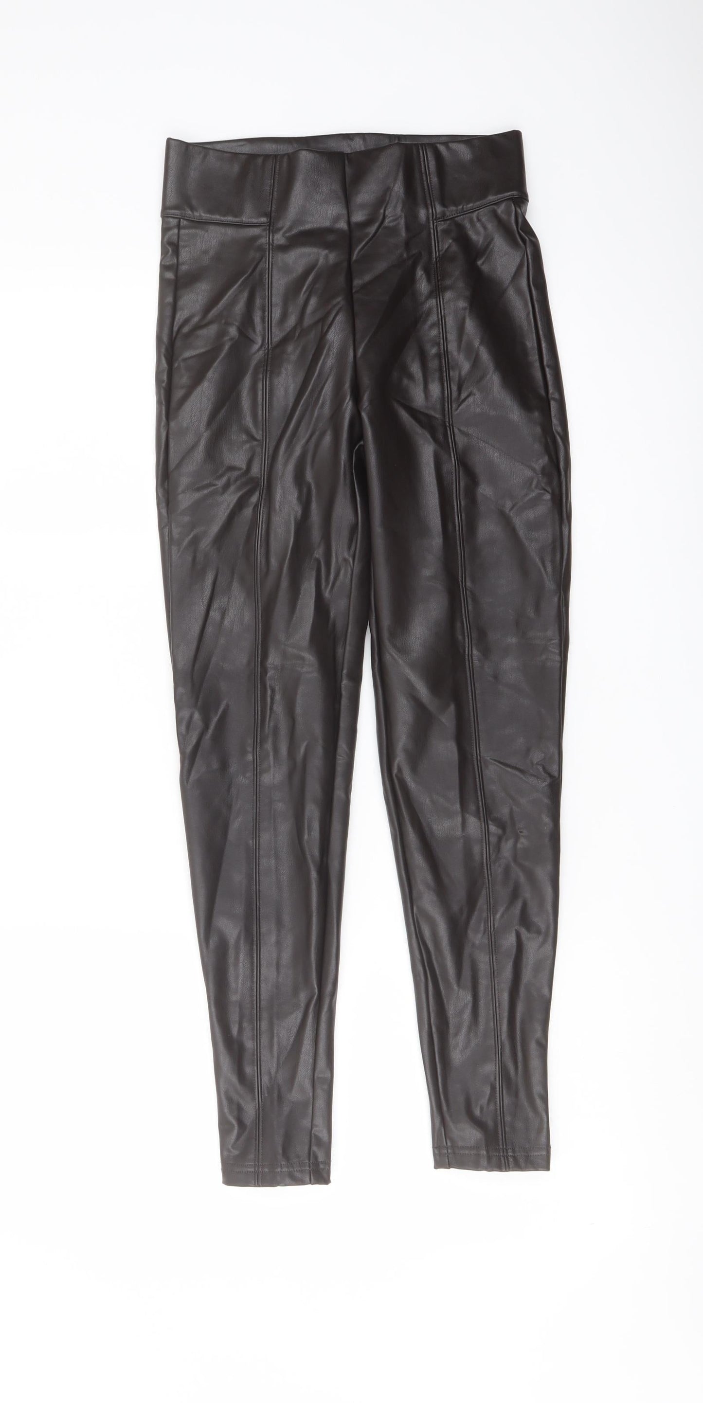 Marks and Spencer Womens Brown Polyester Trousers Size 6 L25 in Regular