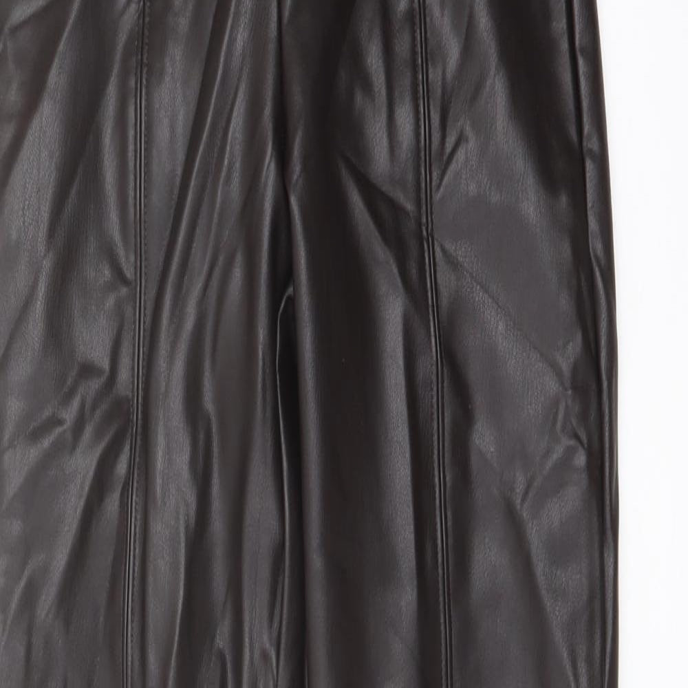 Marks and Spencer Womens Brown Polyester Trousers Size 6 L25 in Regular