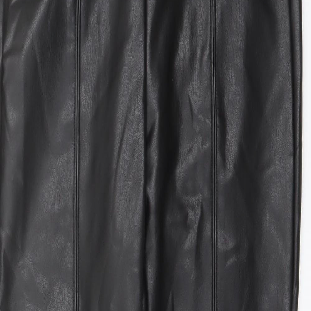 Marks and Spencer Womens Black Polyester Trousers Size 8 L27 in Regular