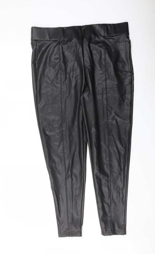 Marks and Spencer Womens Black Polyester Trousers Size 18 L27 in Regular