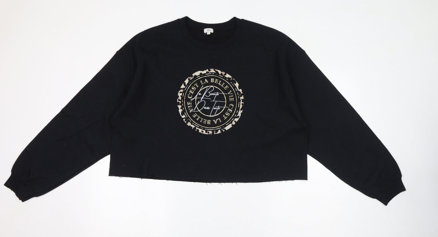 River Island Womens Black Polyester Pullover Sweatshirt Size M Pullover - La Beaute Dans Toute, Cropped