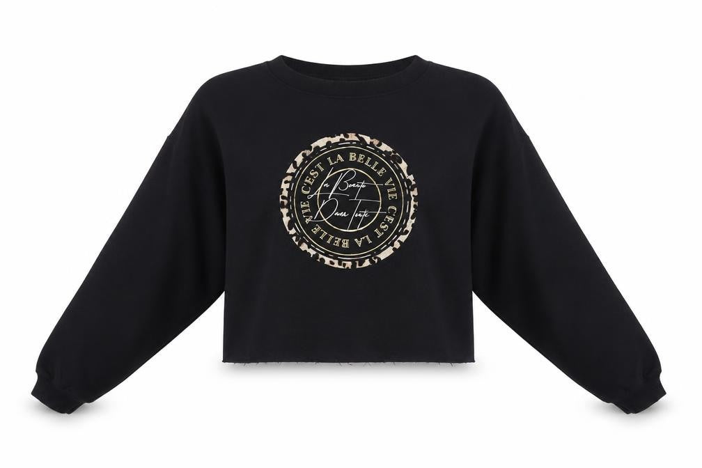 River Island Womens Black Polyester Pullover Sweatshirt Size M Pullover - La Beaute Dans Toute, Cropped