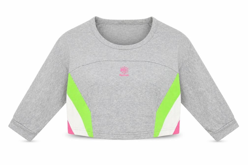 Reebok Womens Grey Colourblock Cotton Pullover Sweatshirt Size 8 Pullover - Size 8-10