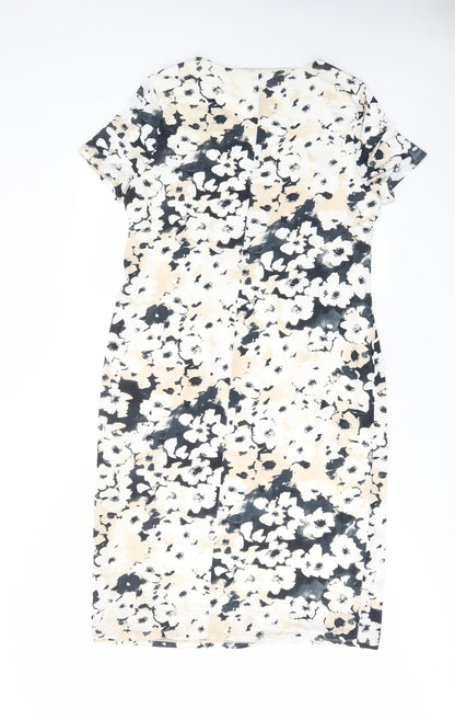 Country Casuals Womens Multicoloured Floral Polyester A-Line Size XL Scoop Neck Pullover - Pleated