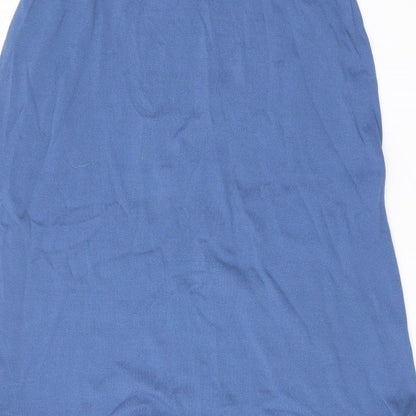 Next Womens Blue Viscose A-Line Size L Square Neck Pullover - Frill, Embroided