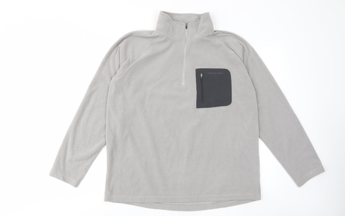Technicals Mens Gold Polyester Pullover Sweatshirt Size L - Logo, Embroided, Zip