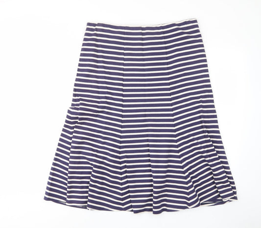 Renaissance Womens Blue Striped Cotton A-Line Skirt Size 18