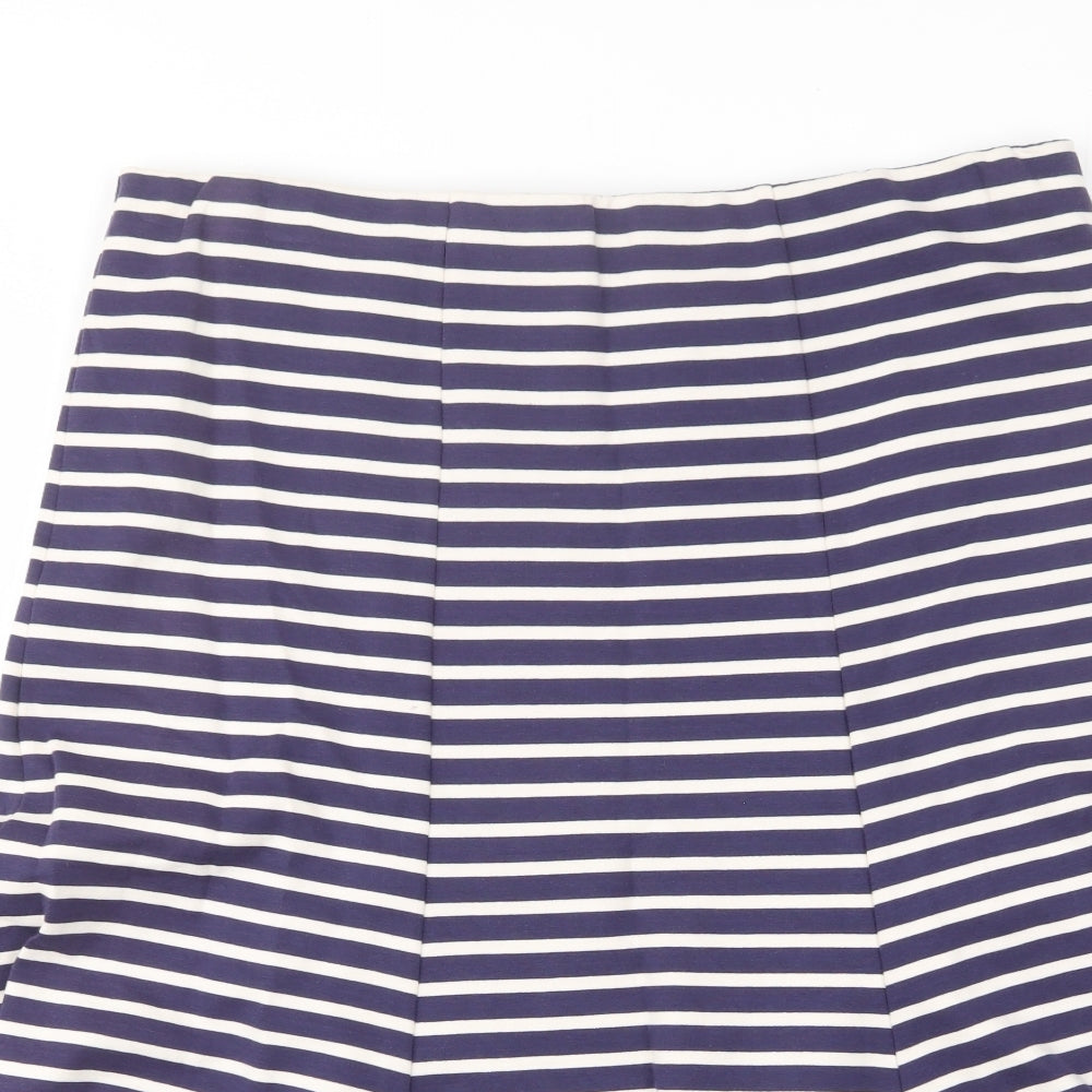 Renaissance Womens Blue Striped Cotton A-Line Skirt Size 18