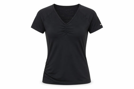 Reebok Womens Black Polyester Basic T-Shirt Size S V-Neck Pullover