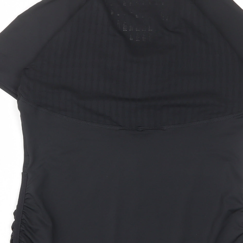 Reebok Womens Black Polyester Basic T-Shirt Size S V-Neck Pullover