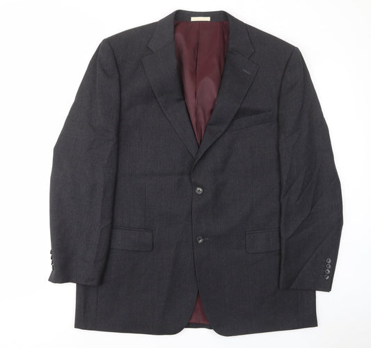 Greenwoods Mens Grey Wool Jacket Suit Jacket Size 44 Regular - Pockets