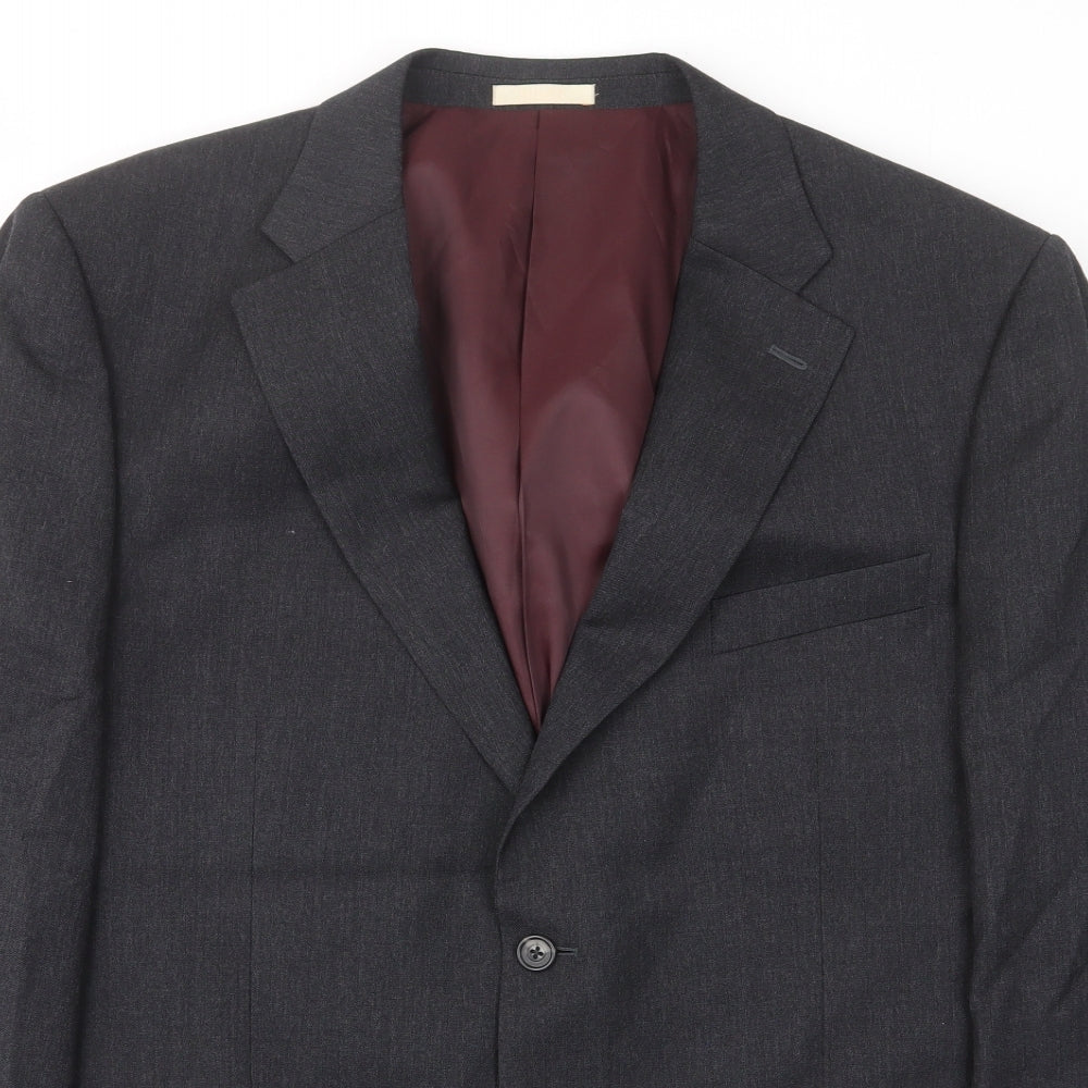 Greenwoods Mens Grey Wool Jacket Suit Jacket Size 44 Regular - Pockets
